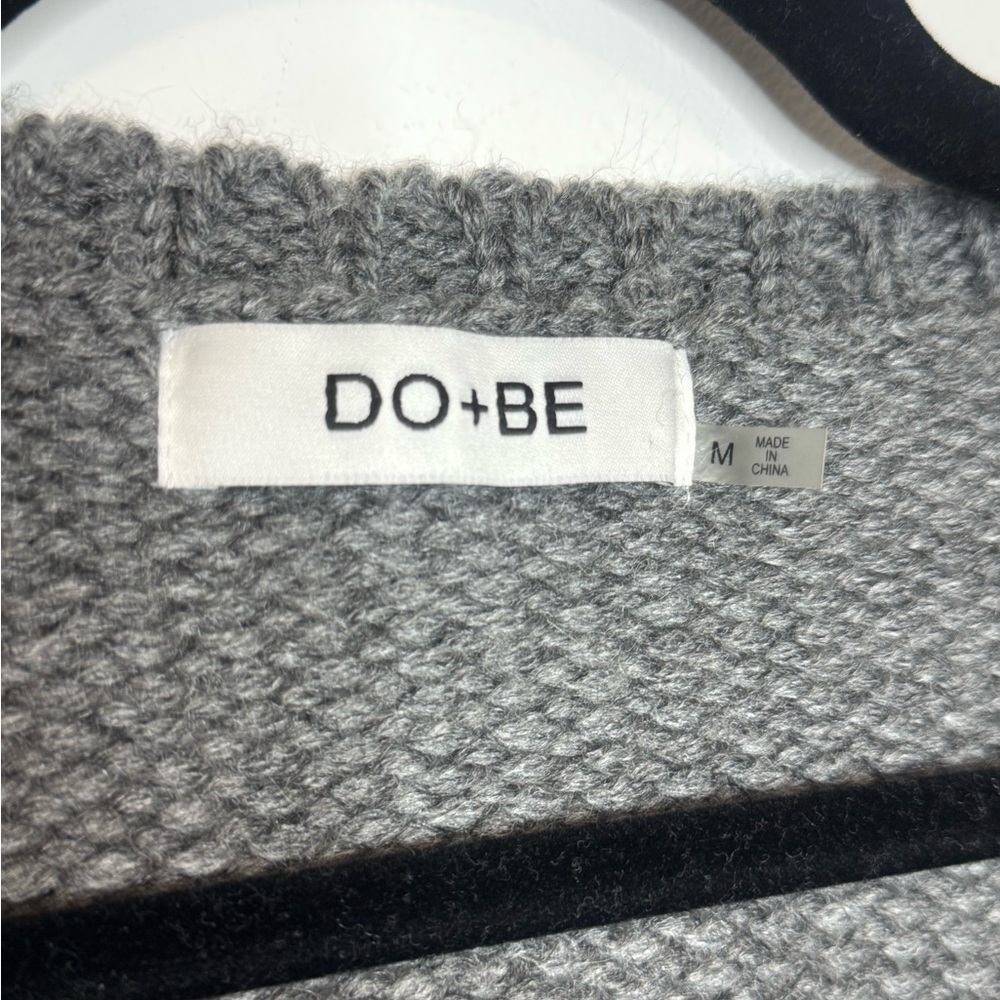 DO + BE chunky knit wool blend long sleeve cardigan sweater size medium gray - Picture 4 of 6